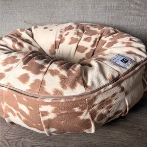 Cozy Cowprint Donut Dog Bed - Brown & Cream